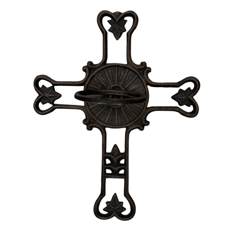 Cast Iron Cross Candle Holder Wall Decoration Southwest
